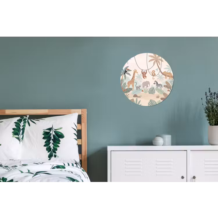 Jungle - Dieren - Groen Wandcirkel aluminium klein -slaapkamer