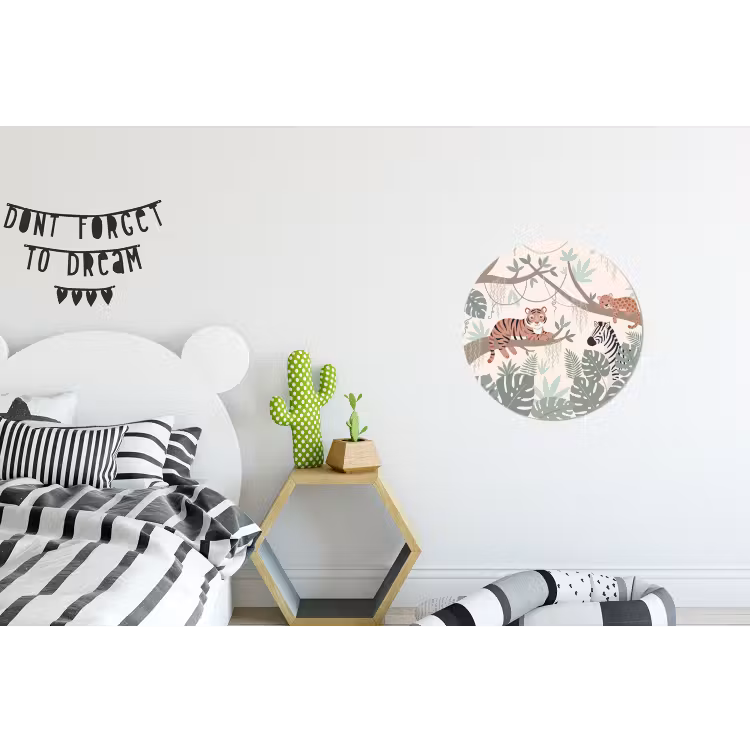 Jungle - Rustiek - Pastel Wandcirkel aluminium klein -kinderkamer
