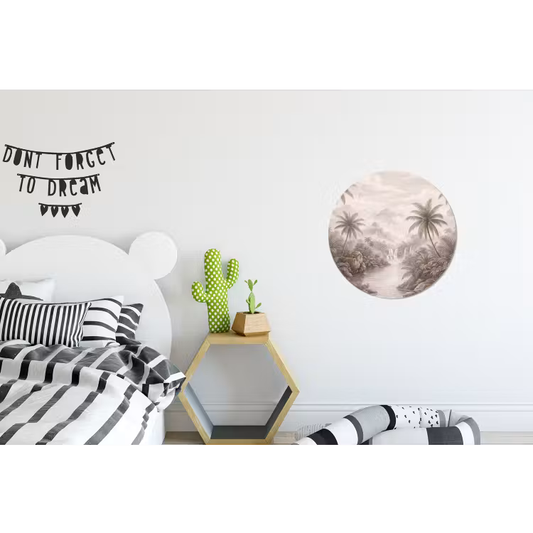 Jungle - Watervallen - Tropisch - Illustratie Wandcirkel aluminium klein -kinderkamer