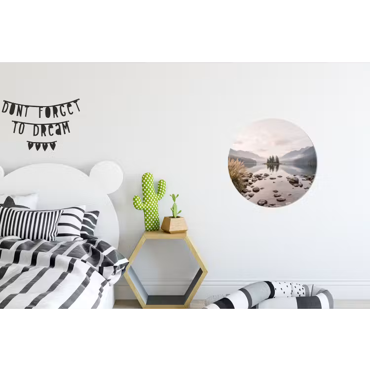 Meer - Bergen - Landschap - Groen Wandcirkel aluminium klein -kinderkamer