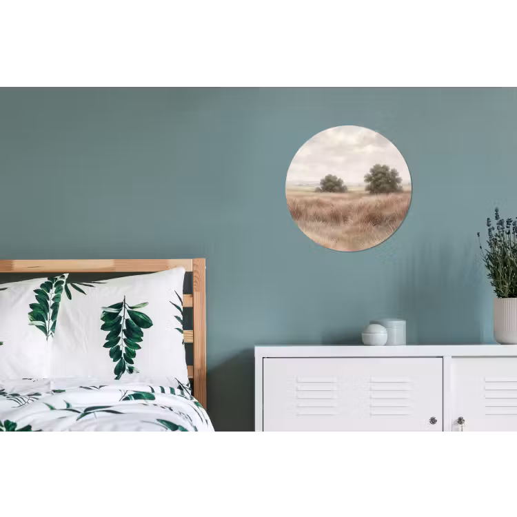 Landschap - Minimalistisch - Beige Wandcirkel aluminium klein -slaapkamer