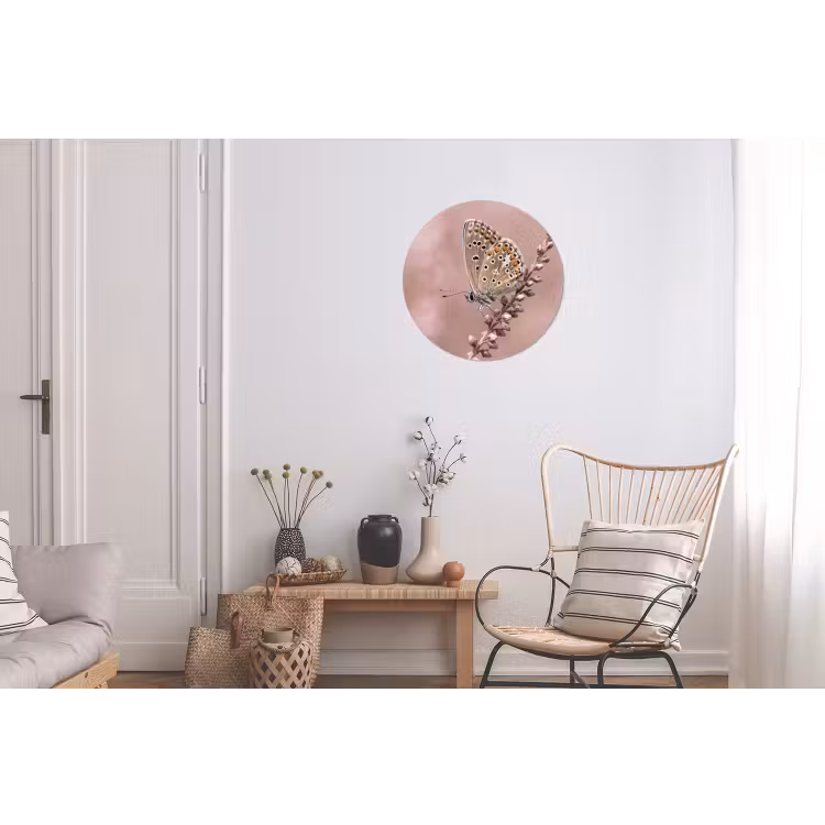 Lavendel - Vlinder - Paars Wandcirkel aluminium klein -woonkamer
