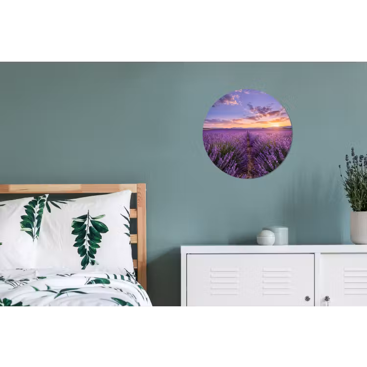 Lavendel - Veld - Natuur - Paars Wandcirkel aluminium klein -slaapkamer