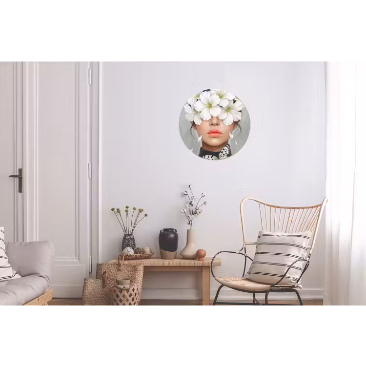 Lelies - Portret - Wit Wandcirkel aluminium klein -woonkamer
