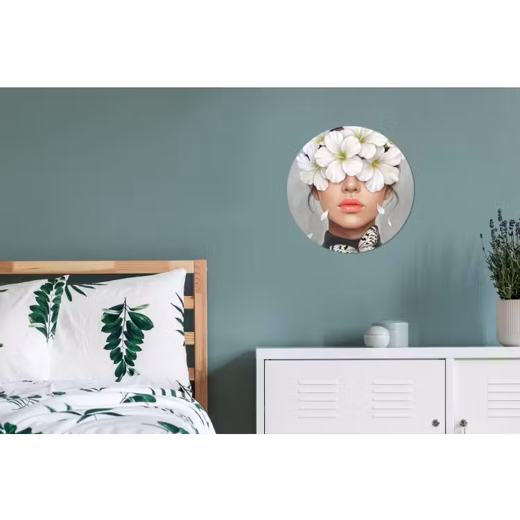 Lelies - Portret - Wit Wandcirkel aluminium klein -slaapkamer
