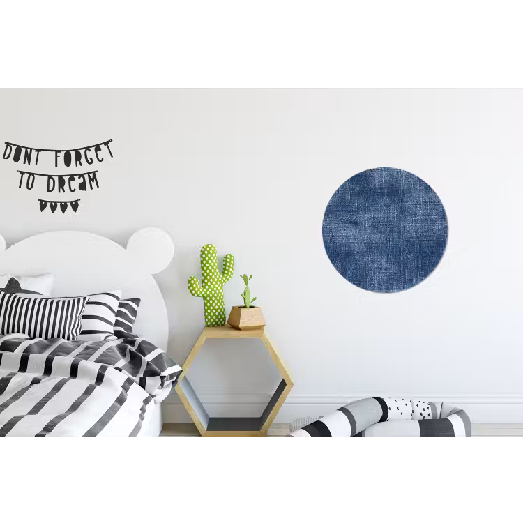 Linnen - Textuur - Patroon - Denim - Rustiek Wandcirkel aluminium klein 190 -kinderkamer