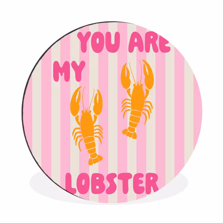 Lobster - Love - Valentijn Wandcirkel aluminium klein -3d