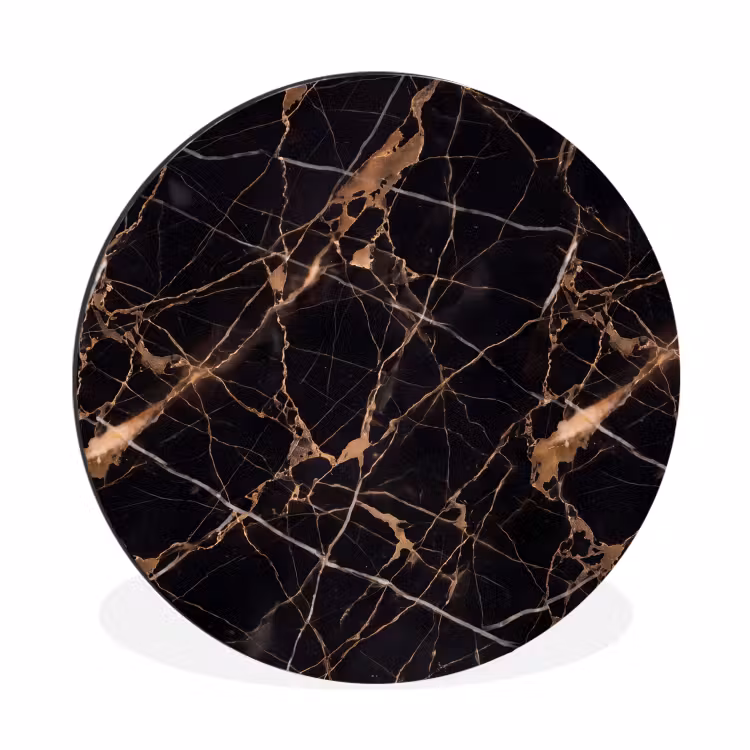 Marmer - Goud - Abstract - Zwart Wandcirkel aluminium klein -3d