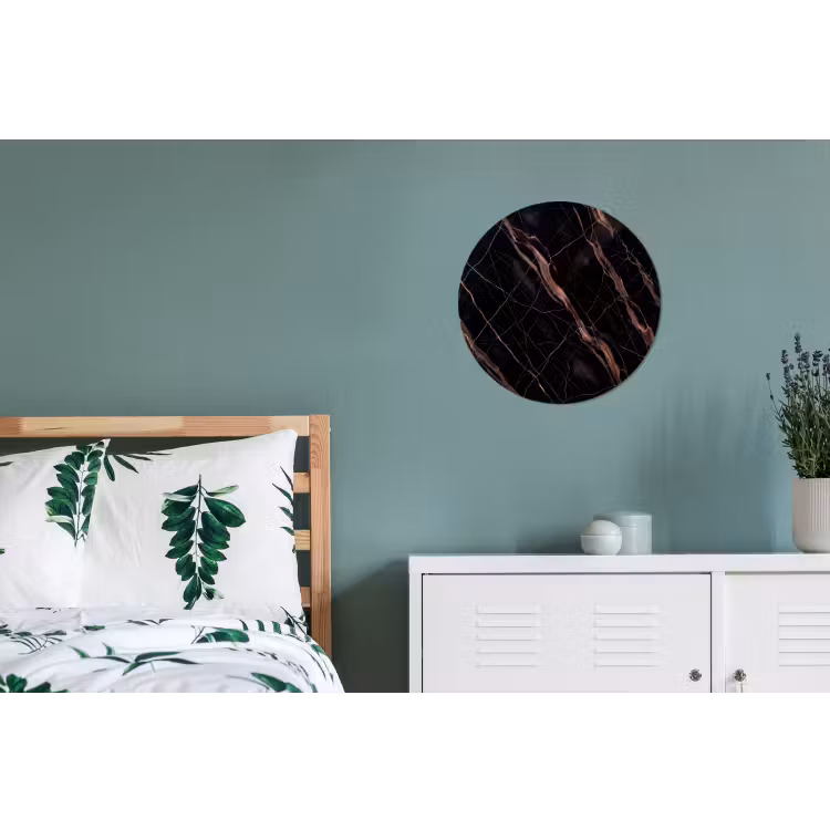 Marmer - Goud - Patroon - Luxe - Zwart Wandcirkel aluminium klein -slaapkamer