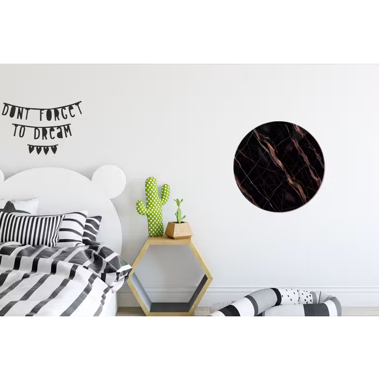 Marmer - Goud - Patroon - Luxe - Zwart Wandcirkel aluminium klein -kinderkamer