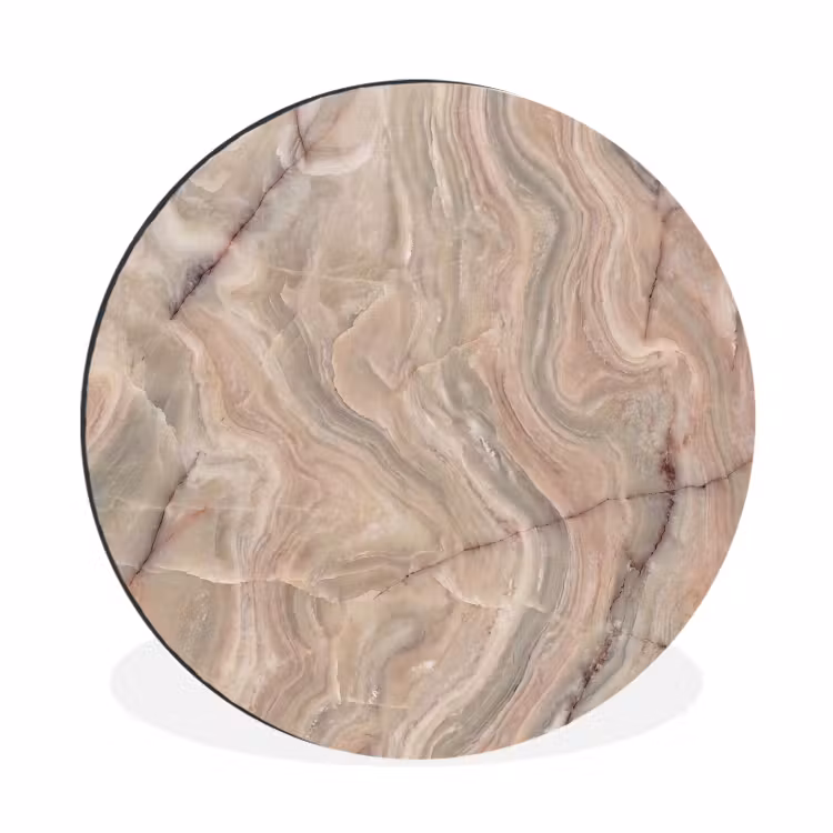 Marmer - Patroon - Abstract - Beige - Groen Wandcirkel aluminium klein -3d