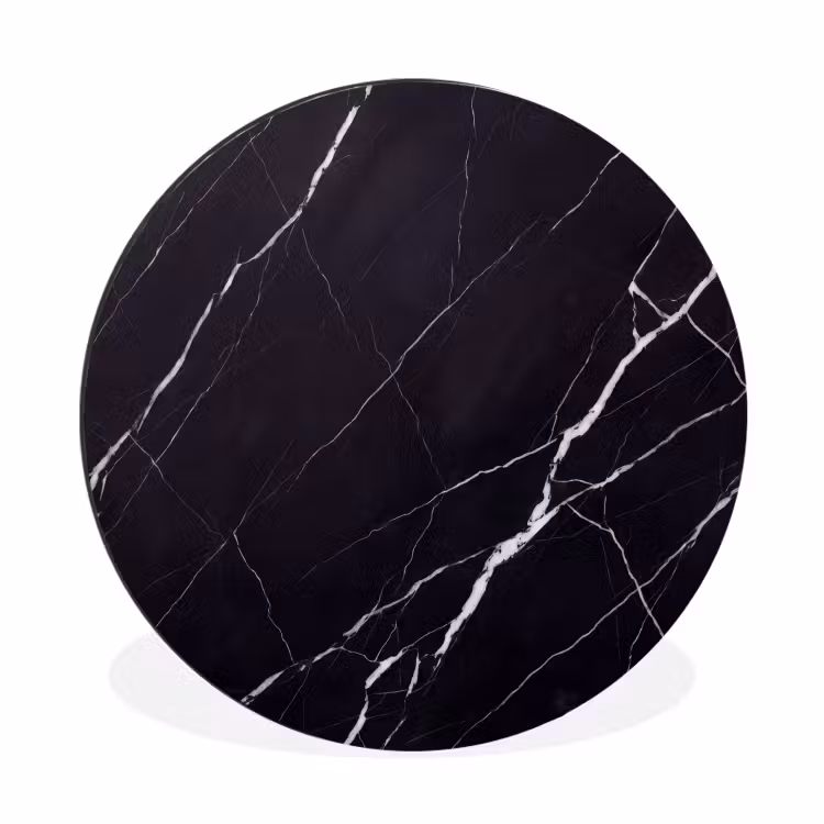 Marmer - Patroon - Abstract - Modern - Zwart Wandcirkel aluminium klein -3d