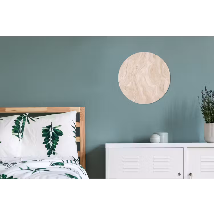Marmer - Patroon - Beige - Steen - Abstract Wandcirkel aluminium klein -slaapkamer