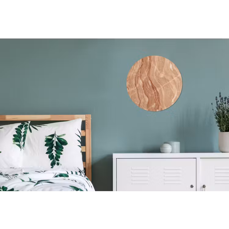 Marmer - Ader - Natuur - Abstract - Beige Wandcirkel aluminium klein -slaapkamer