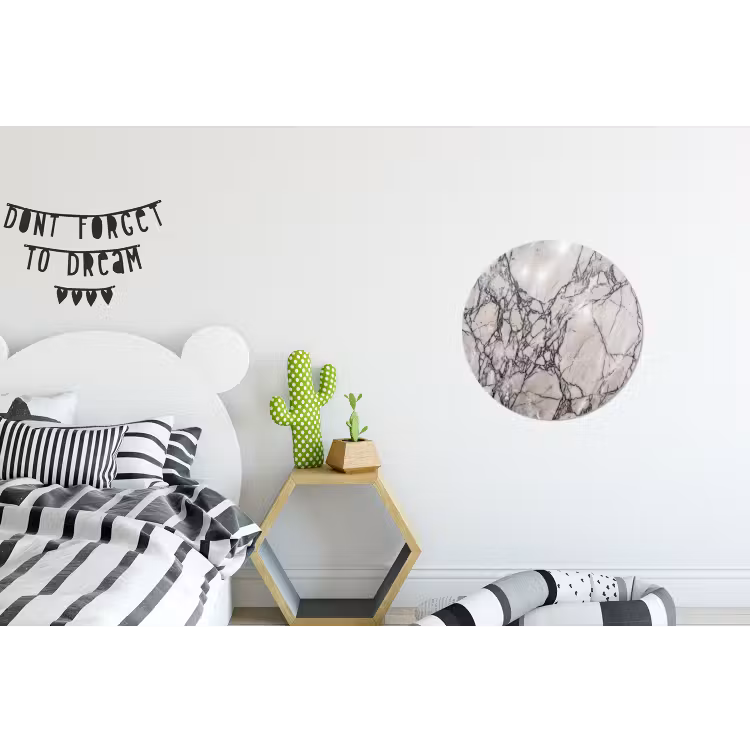 Marmer - Aderen - Patroon - Wit - Grijs Wandcirkel aluminium klein -kinderkamer