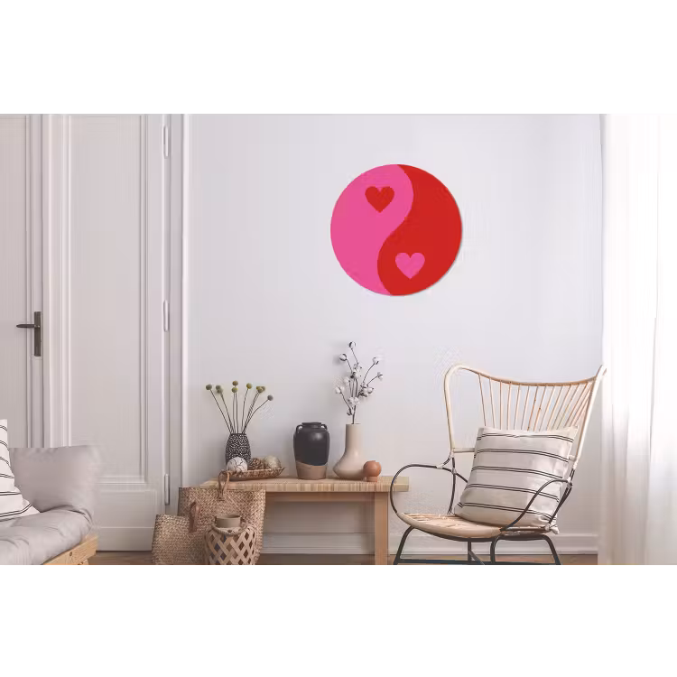 Minimalistisch - Rood - Roze - Hartjes Wandcirkel aluminium klein -woonkamer