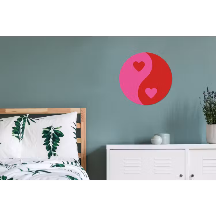 Minimalistisch - Rood - Roze - Hartjes Wandcirkel aluminium klein -slaapkamer