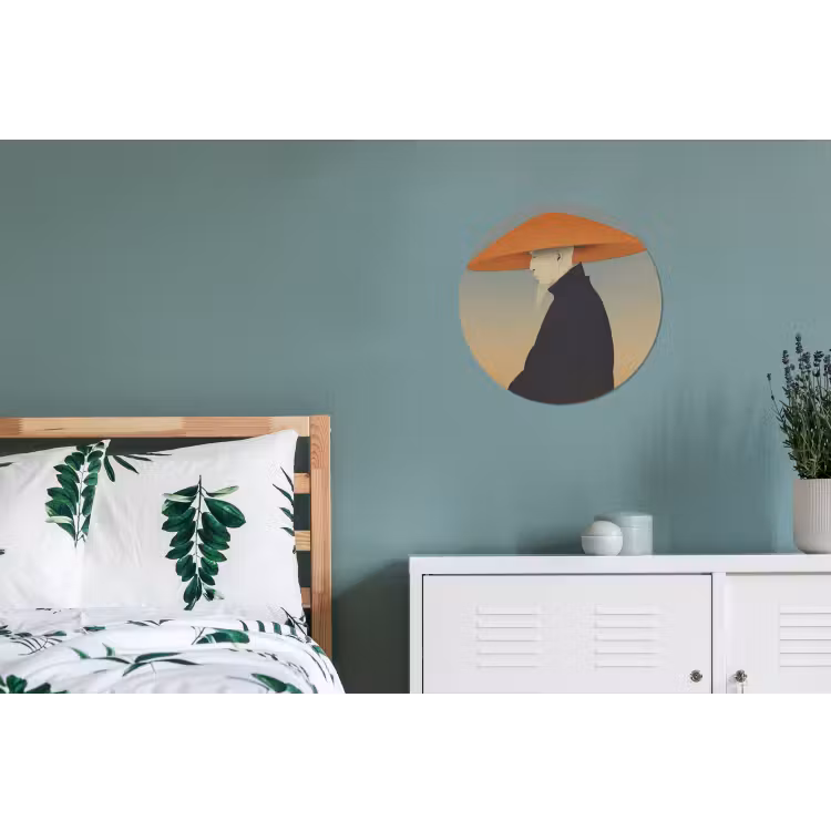 Minimalistisch - Silhouet - Oranje Wandcirkel aluminium klein -slaapkamer