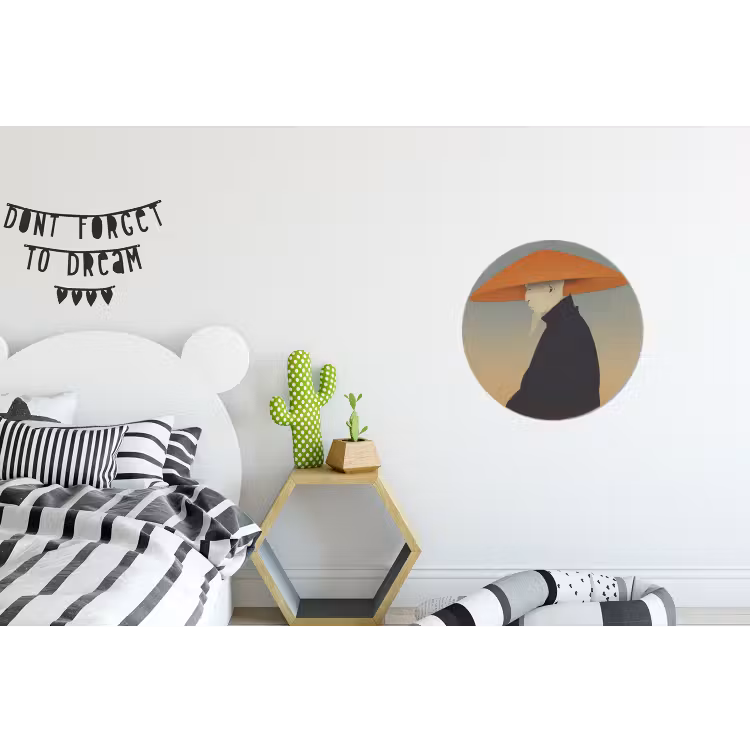 Minimalistisch - Silhouet - Oranje Wandcirkel aluminium klein -kinderkamer