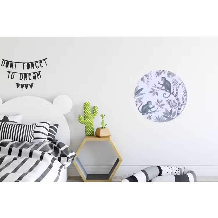 Aap - Boom - Bladeren - Jungle - Illustratie Wandcirkel aluminium klein -kinderkamer