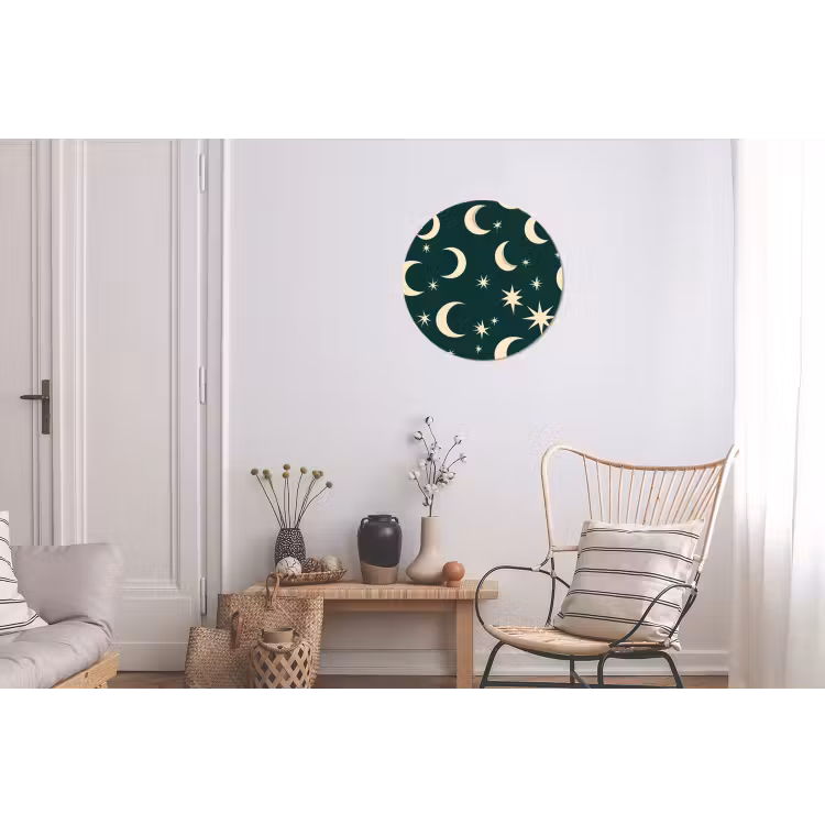Manen - Sterren - Groen Wandcirkel aluminium klein 190 -woonkamer