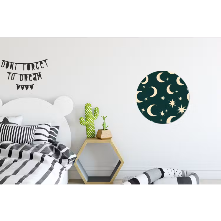 Manen - Sterren - Groen Wandcirkel aluminium klein 190 -kinderkamer