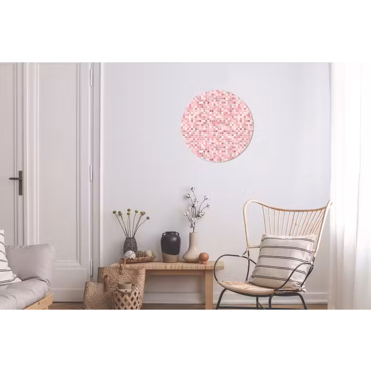 Mozaïek - Patroon - Roze Wandcirkel aluminium klein 190 -woonkamer