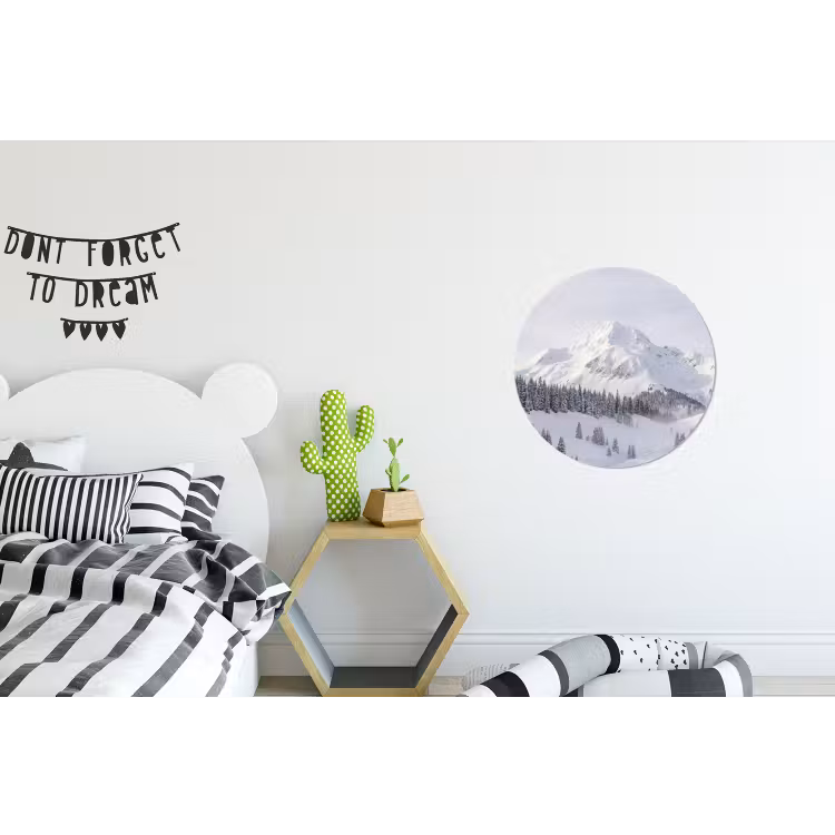 Berg - Sneeuw - Winter - Natuur - Wit Wandcirkel aluminium klein -kinderkamer