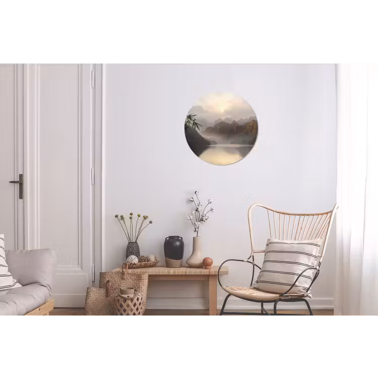Bergen - Water - Mist - Natuur - Landschap Wandcirkel aluminium klein -woonkamer