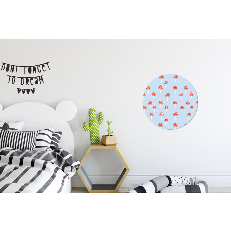Paddenstoel -Sprookje - Blauw Wandcirkel aluminium klein 190 -kinderkamer