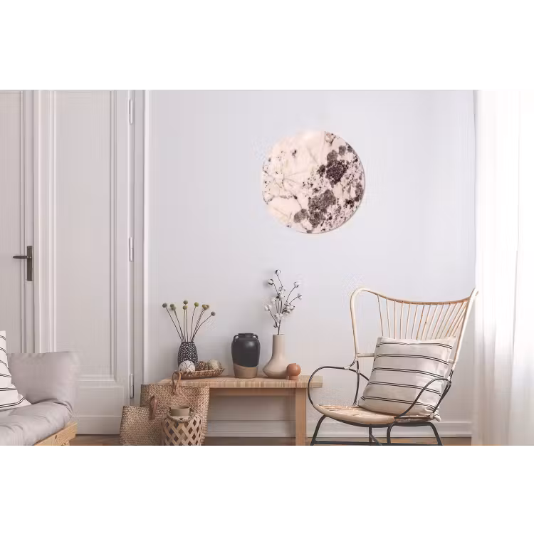 Natuursteen - Patroon - Abstract - Beige - Grijs Wandcirkel aluminium klein -woonkamer