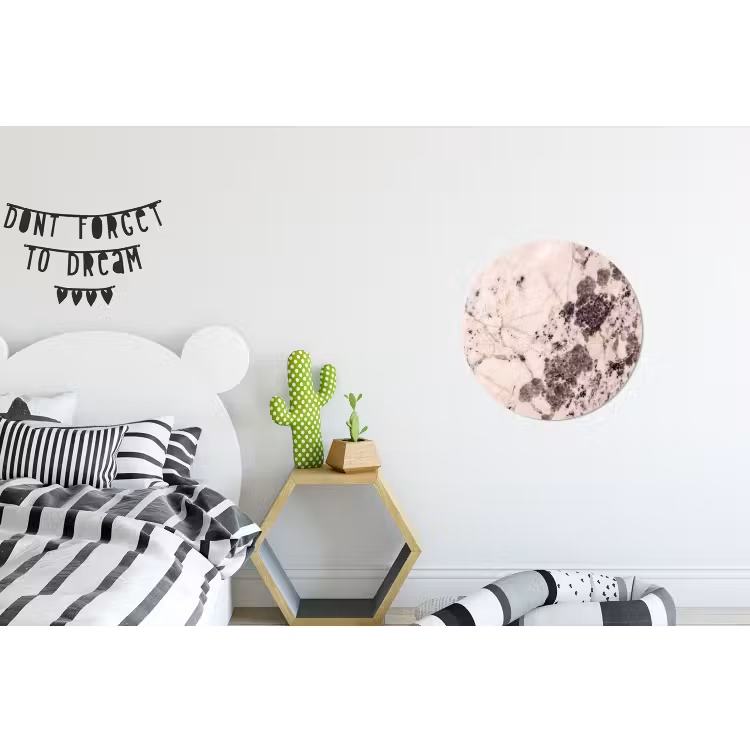 Natuursteen - Patroon - Abstract - Beige - Grijs Wandcirkel aluminium klein -kinderkamer