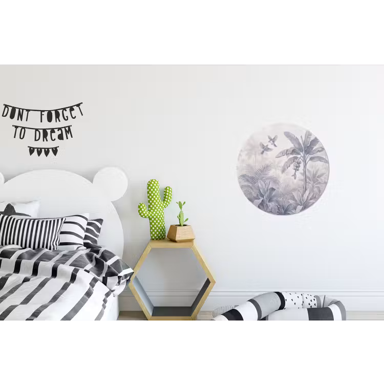 Natuur - Vogel - Jungle - Illustratie - Blauw Wandcirkel aluminium klein -kinderkamer