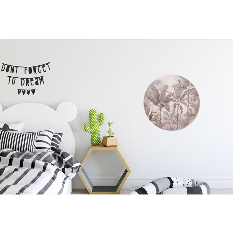 Natuur - Jungle - Ringstaartmaki - Bruin Wandcirkel aluminium klein -kinderkamer