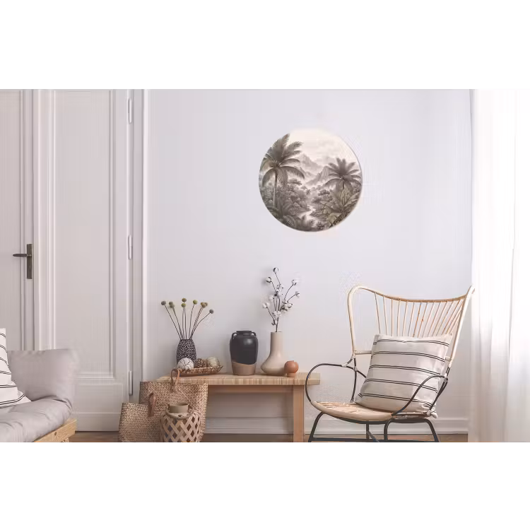 Natuur - Bergen - Rivier - Tropisch - Vintage Wandcirkel aluminium klein -woonkamer