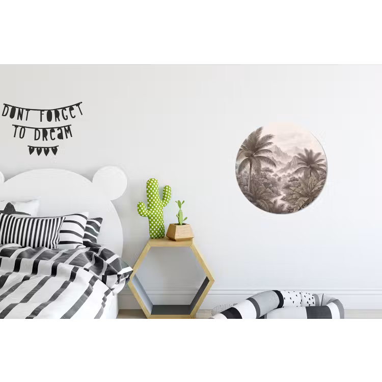 Natuur - Bergen - Rivier - Tropisch - Vintage Wandcirkel aluminium klein -kinderkamer
