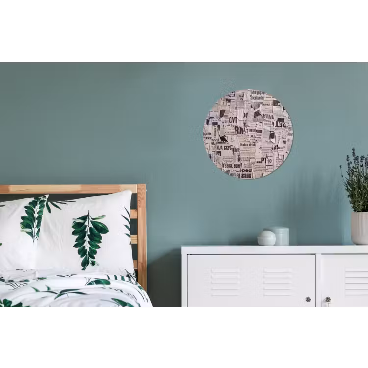 Krant - Gescheurd - Textuur - Abstract - Zwart-wit Wandcirkel aluminium klein -slaapkamer