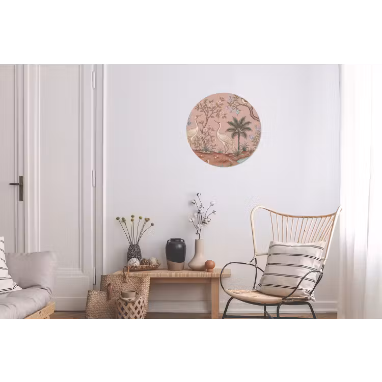 Nostalgisch - Reigers - Roze Wandcirkel aluminium klein -woonkamer