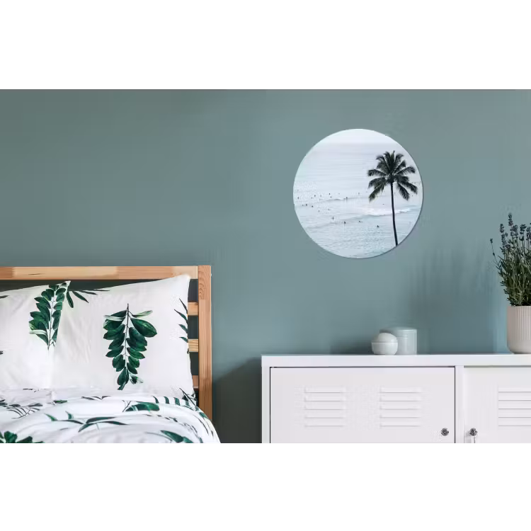 Oceaan - Palmbomen - Surfers Wandcirkel aluminium klein -slaapkamer