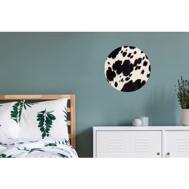 Patroon - Vacht - Zwart - Wit Wandcirkel aluminium klein -slaapkamer