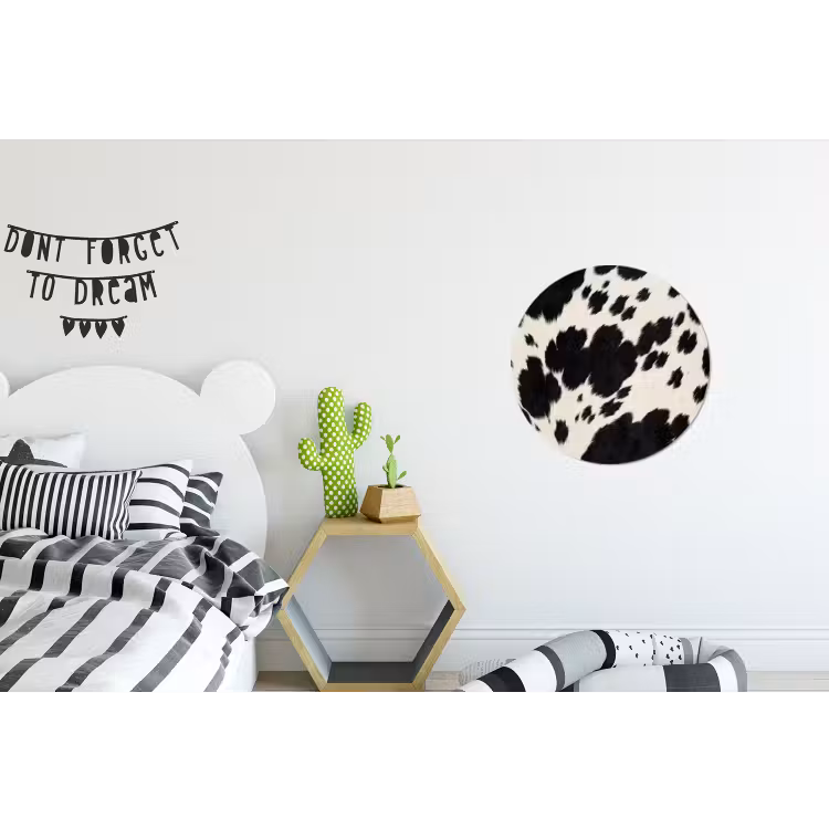 Patroon - Vacht - Zwart - Wit Wandcirkel aluminium klein -kinderkamer