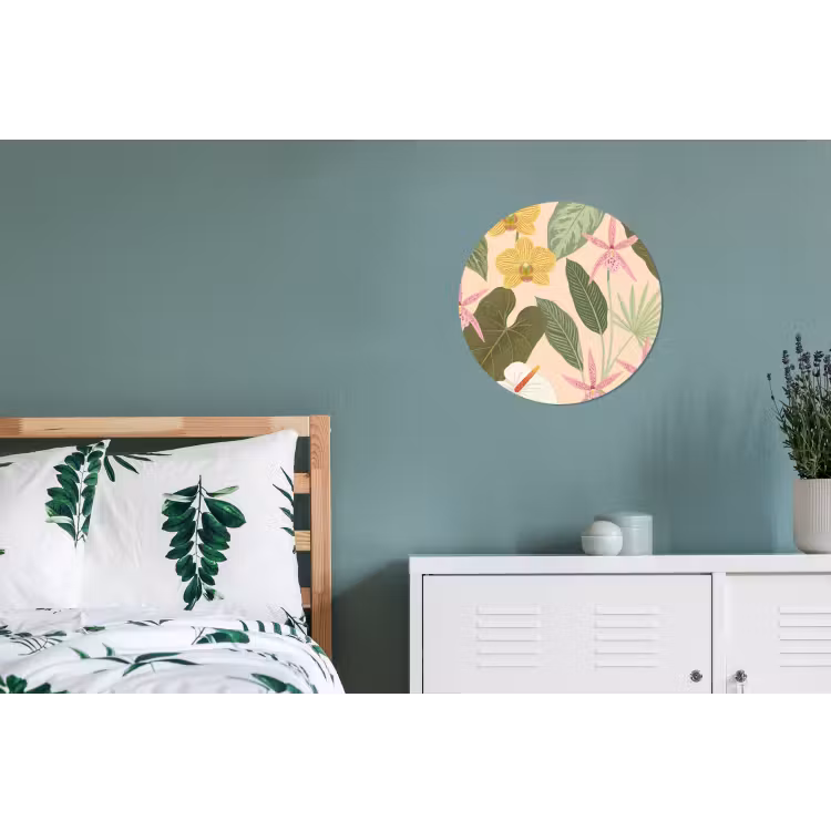 Patroon - Bloemen - Kleurrijk Wandcirkel aluminium klein -slaapkamer