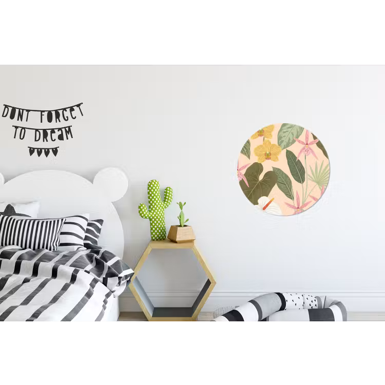 Patroon - Bloemen - Kleurrijk Wandcirkel aluminium klein -kinderkamer
