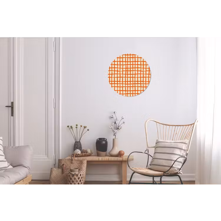 Patroon - Lijnen - Oranje Wandcirkel aluminium klein 190 -woonkamer