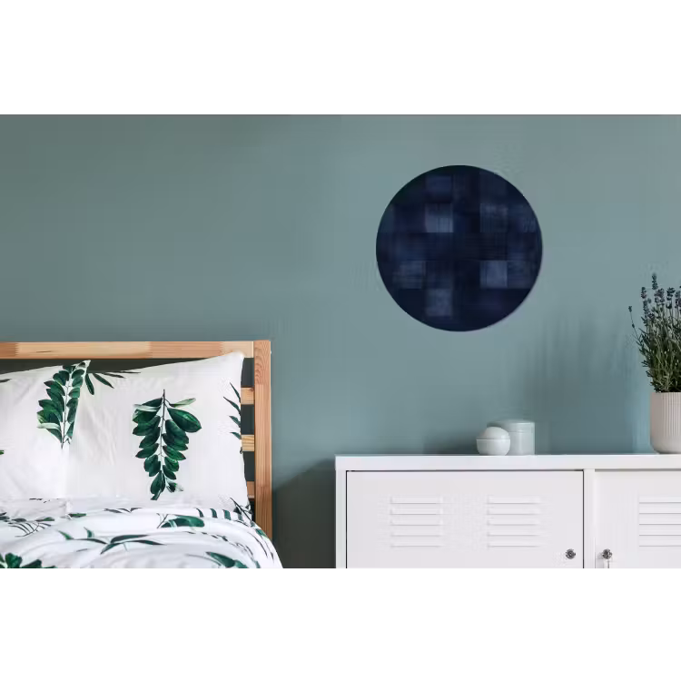 Patroon - Ruit - Marineblauw Wandcirkel aluminium klein 190 -slaapkamer