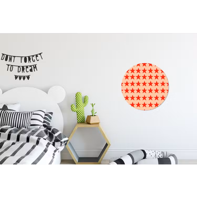 Patroon - Sterren - Rood Wandcirkel aluminium klein 190 -kinderkamer