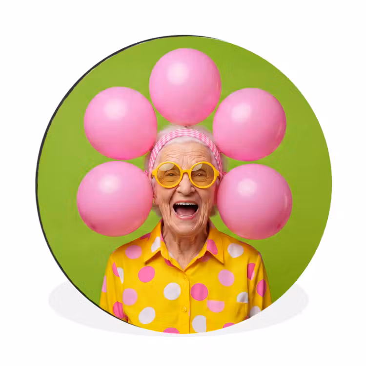 Mens - Ballonnen - Feest - Kleurrijk - Roze Wandcirkel aluminium klein -3d