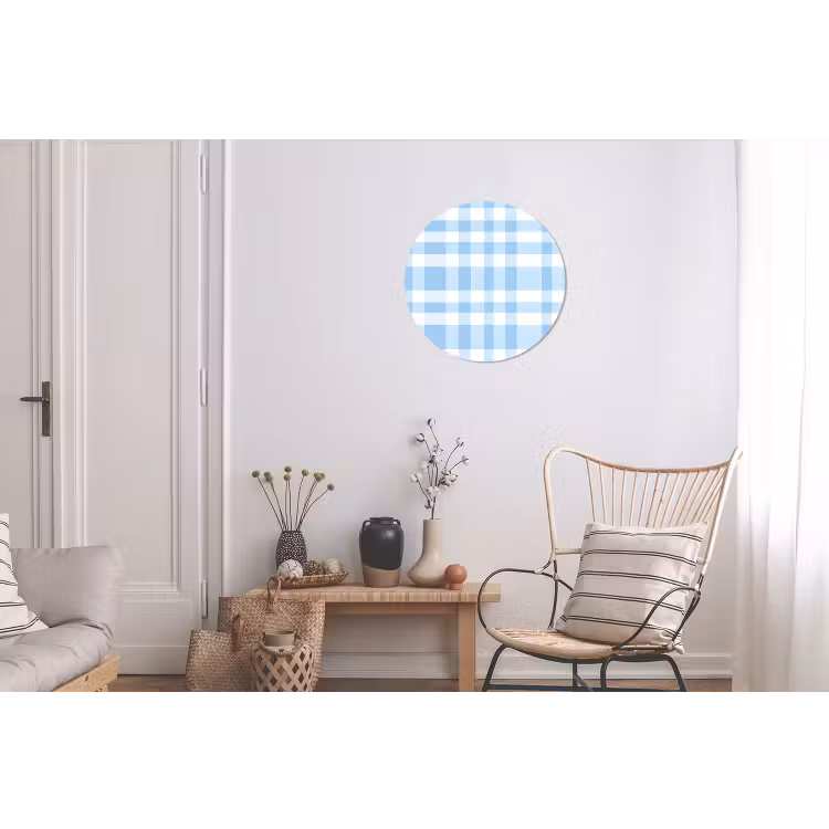 Ruit - Patroon - Blauw Wandcirkel aluminium klein 190 -woonkamer