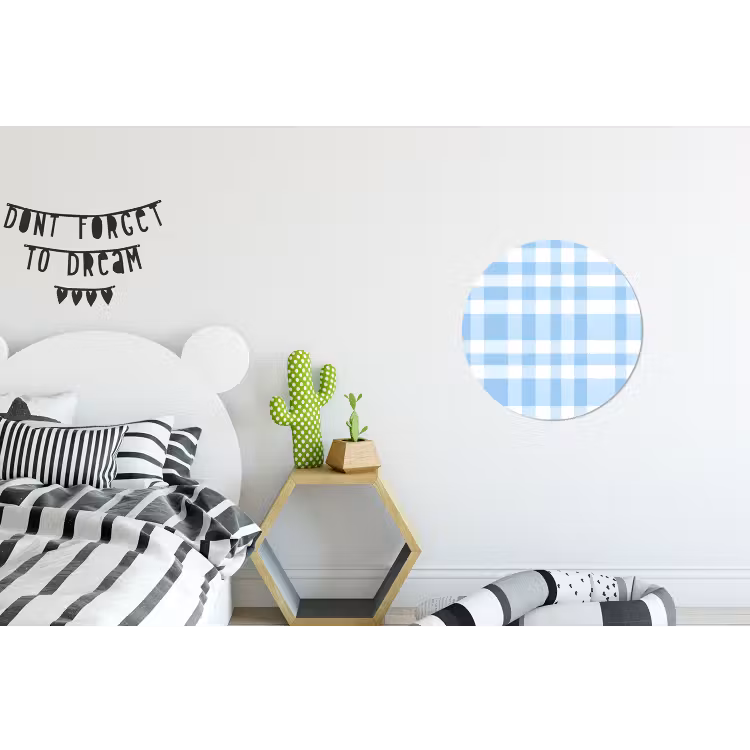 Ruit - Patroon - Blauw Wandcirkel aluminium klein 190 -kinderkamer