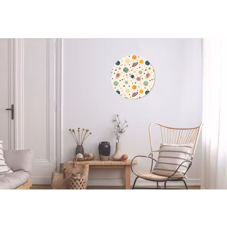 Planeten - Retro - Kleurrijk Wandcirkel aluminium klein 190 -woonkamer